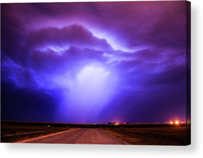 Nebraskasc Acrylic Print featuring the photograph Dying Late Night Supercell 002 by NebraskaSC