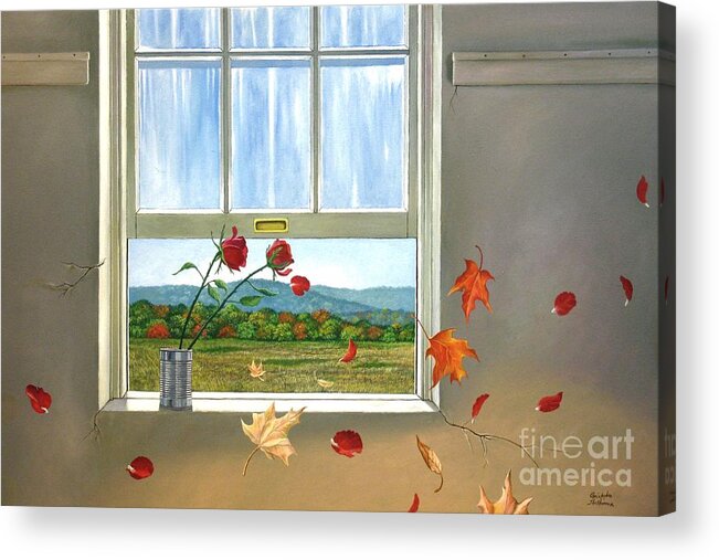 Rose Acrylic Print featuring the painting Early Autumn Breeze by Christopher Shellhammer