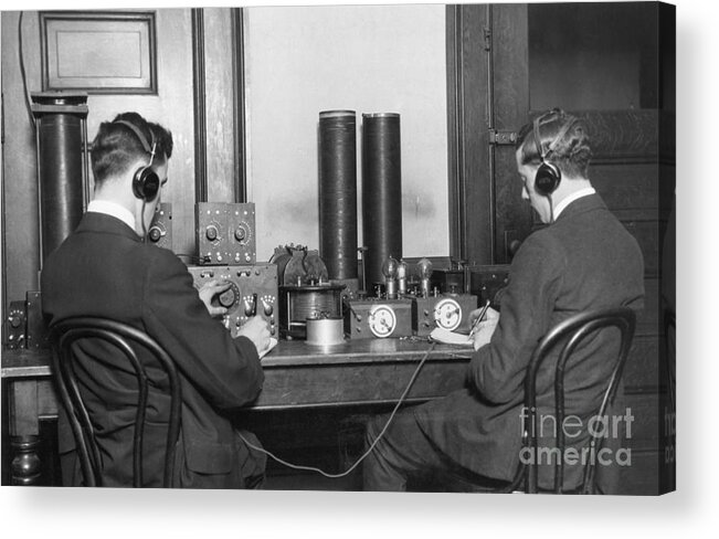 Young Men Acrylic Print featuring the photograph Early Ham Radio Operators by Bettmann