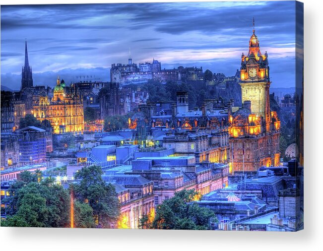 Tranquility Acrylic Print featuring the photograph Edinburgh Castle At Night by Exploring The World