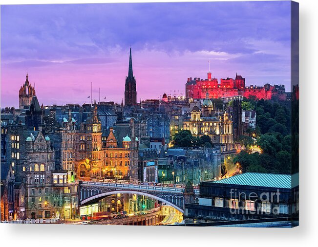 Scotland Acrylic Print featuring the photograph Edinburgh Skyline From Calton Hill by Sylvain Sonnet
