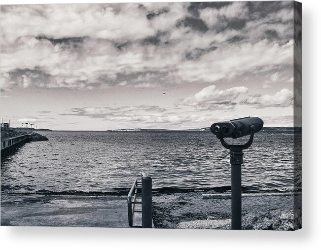 Black And White Acrylic Print featuring the photograph Edmonds Beach in Black and White by Anamar Pictures