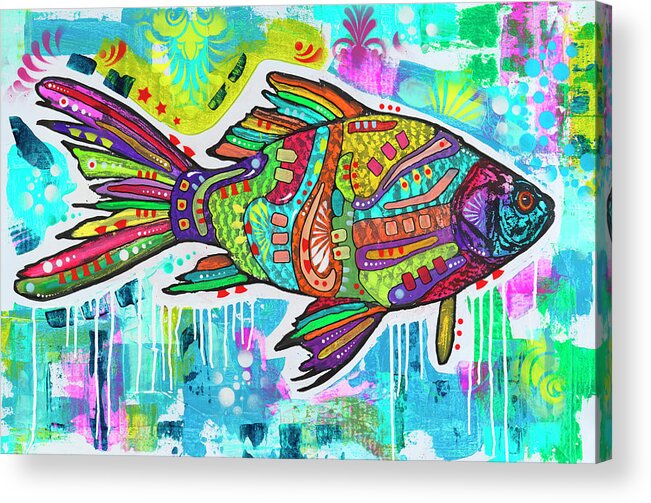 Electric Goldfish Acrylic Print featuring the mixed media Electric Goldfish by Dean Russo- Exclusive