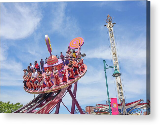 Coney Island Acrylic Print featuring the photograph Electro Spin by Cate Franklyn