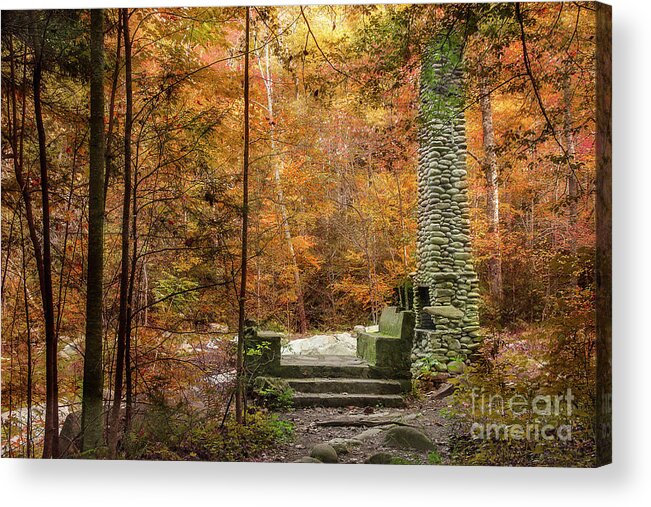 Elkmont Acrylic Print featuring the photograph Elkmont Chimney Remains by Mike Eingle