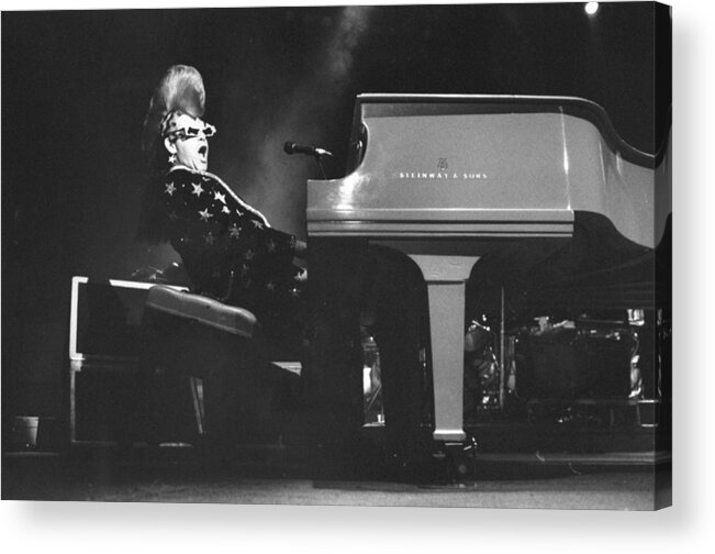 Elton John Acrylic Print featuring the photograph Elton John Sings At A Concert At by New York Daily News Archive
