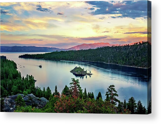 America Acrylic Print featuring the photograph Emerald Bay Morning Colors by Maria Coulson