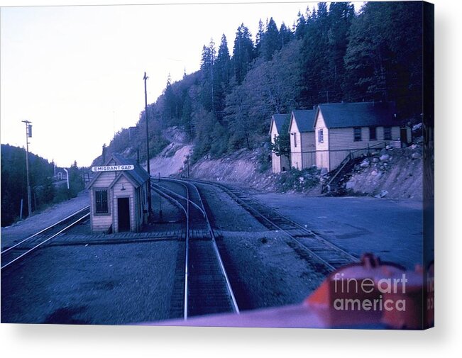 Train Acrylic Print featuring the photograph VINTAGE RAILROAD, Emigrant Gap Roadmaster's Office, Late 1960's by John and Sheri Cockrell