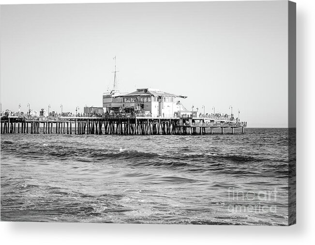 America Acrylic Print featuring the photograph End of Santa Monica Pier Black and White Photo by Paul Velgos