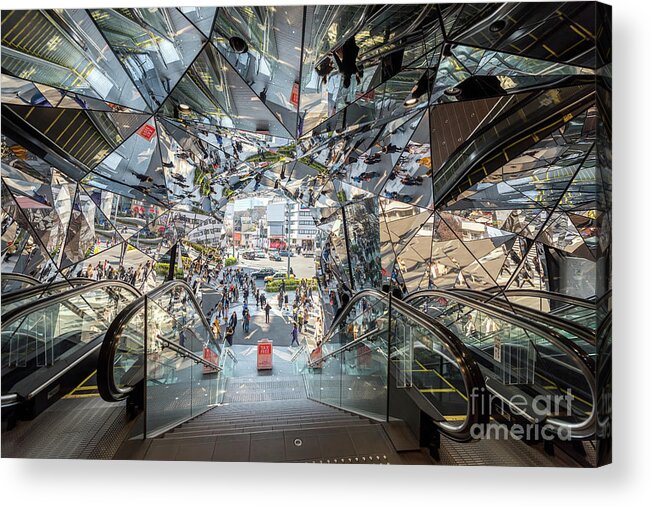 Crowd Of People Acrylic Print featuring the photograph Entrance Of Plaza Building, Tokyu Plaza by Suttipong Sutiratanachai