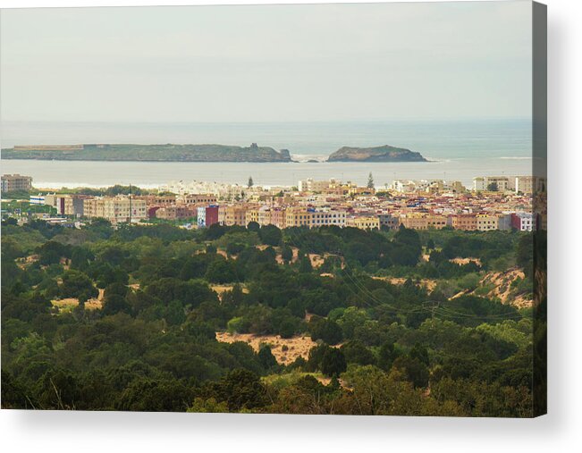 Essaouira Acrylic Print featuring the photograph Essaouira From the Hills by Jessica Levant