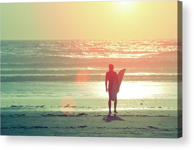 Shadow Acrylic Print featuring the photograph Evening Surfer by Paul Mcgee