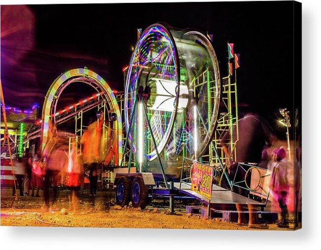 Fair Acrylic Print featuring the photograph Fair rides at night by Julieta Belmont