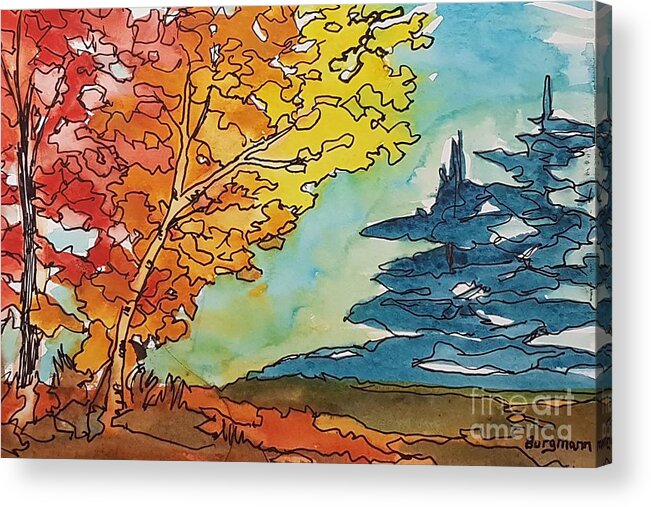 Fall Acrylic Print featuring the painting Fall Colors by Petra Burgmann