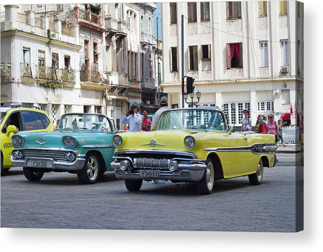 Old Cars Acrylic Print featuring the photograph Fifties Convertibles by Paul Rebmann