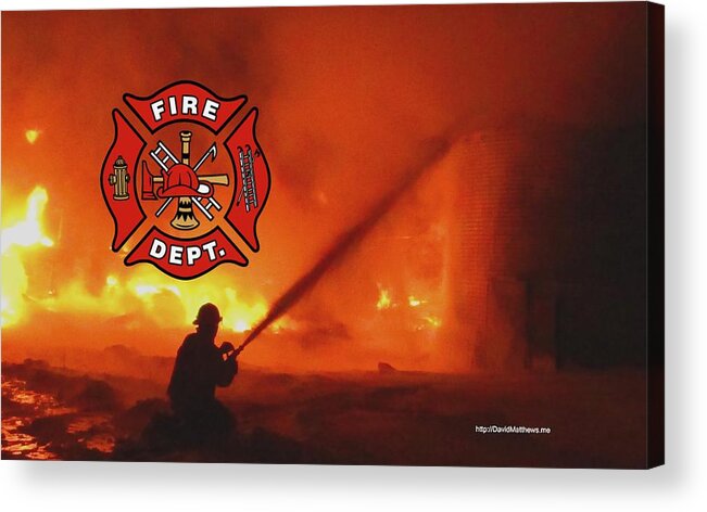Fire Dept Fire Phone Cases Ems Fire Light Fire Fighting Blaze Flames Acrylic Print featuring the photograph Fire fighting 5 by David Matthews