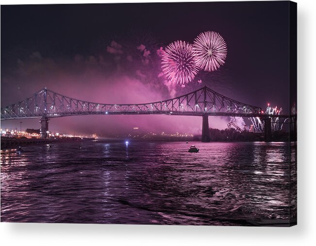 Water Acrylic Print featuring the photograph Fireworks by Patrick Dessureault