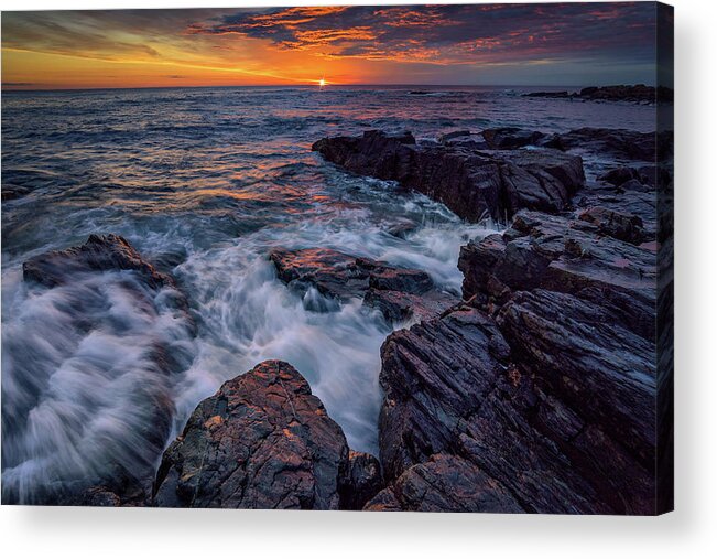 Maine Acrylic Print featuring the photograph First Light at Marginal Way by Kristen Wilkinson