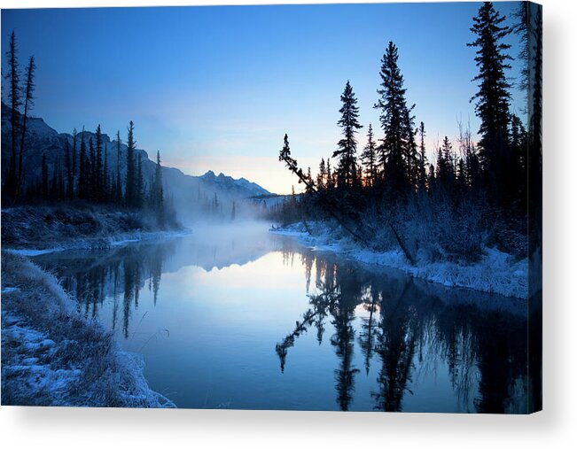 Scenics Acrylic Print featuring the photograph First Light On Mountain River by Dan prat