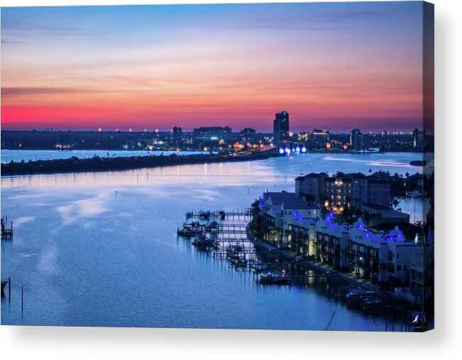 Florida Acrylic Print featuring the photograph Firstlight Over Clearwater by Jeff Phillippi