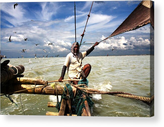 Fisherman Acrylic Print featuring the photograph Fish Village Traditional Shrimp by Guillaume Collet