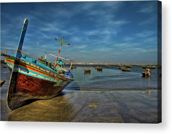 Karachi Acrylic Print featuring the photograph Fishing Boats Dot by Sm Rafiq Photography.