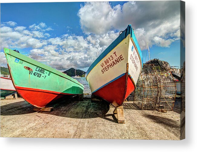 Boats Acrylic Print featuring the photograph Fishing boats in Frenchtown by Gary Felton