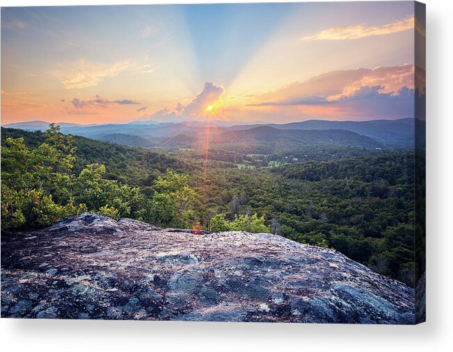 Tranquility Acrylic Print featuring the photograph Flat Rock Sunset by Malcolm Macgregor