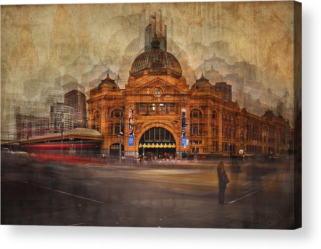 Surreal Acrylic Print featuring the photograph Flinders Street Station by Peter Hammer