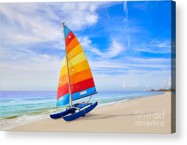 Sailboat Acrylic Print featuring the photograph Florida Fort Myers Beach Catamaran by Lunamarina