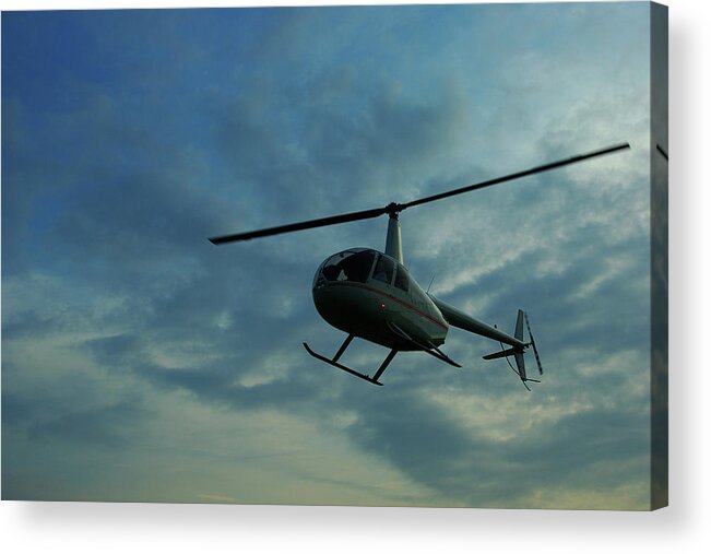 Mid-air Acrylic Print featuring the photograph Flying Helicopter by Copyright Bong Manayon