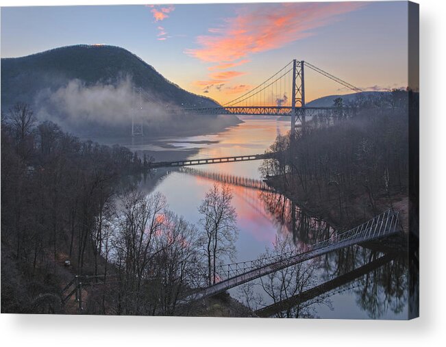 Fog Acrylic Print featuring the photograph Foggy Dawn At Three Bridges by Angelo Marcialis