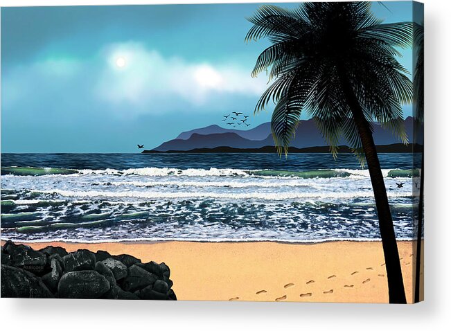 Footprints Acrylic Print featuring the painting Footprints in the Sand by David Arrigoni