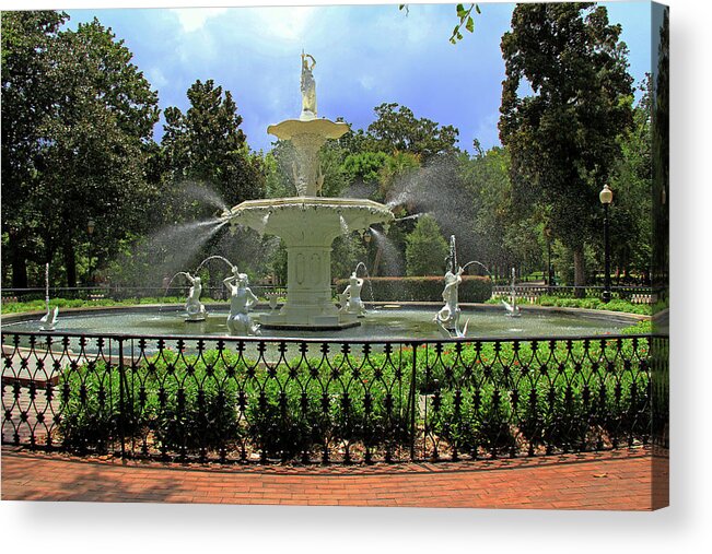 Fountain Acrylic Print featuring the photograph Forsyth Fountain - Savannah, Ga. by Richard Krebs