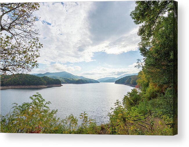 Clouds Acrylic Print featuring the photograph Framed Mountain Lake by Joe Leone