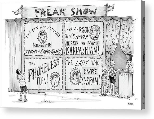 Quirk Acrylic Print featuring the drawing Freak Show by Teresa Burns Parkhurst