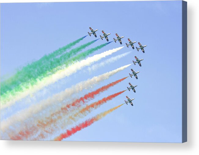 In A Row Acrylic Print featuring the photograph Frecce Tricolori Performance by Ph.antonio Pulizzi