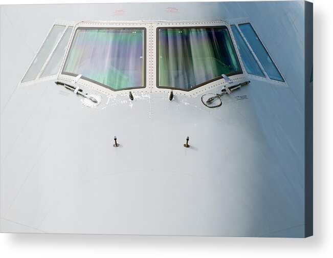 Outdoors Acrylic Print featuring the photograph Front Section Of 747 Passenger Plane by Jason Hosking