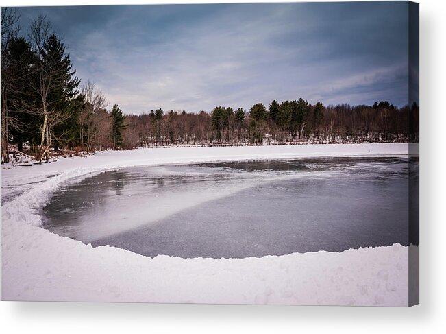 Clouds Acrylic Print featuring the photograph Frozen Mill Pond by Sandra Foyt