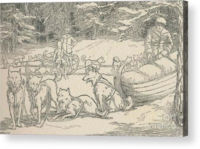 People Acrylic Print featuring the drawing Fur-trappers by Print Collector