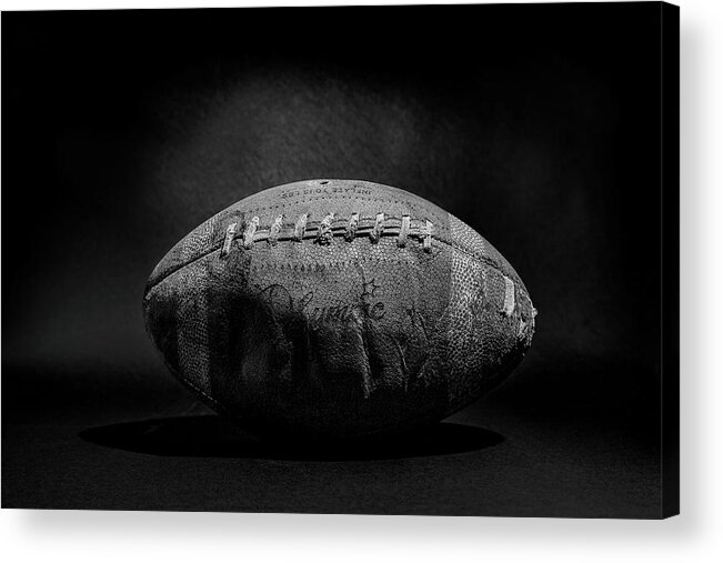 Antique Acrylic Print featuring the photograph Game Ball - Black and White by Peter Tellone