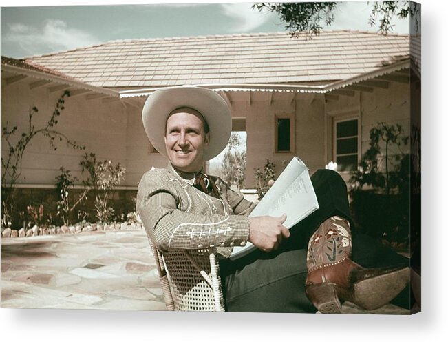 Music Acrylic Print featuring the photograph Gene Autry Reads A Script by Michael Ochs Archives