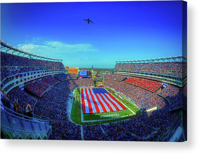 Gillette Stadium Acrylic Print featuring the photograph Gillete Stadium Flyover by Mountain Dreams