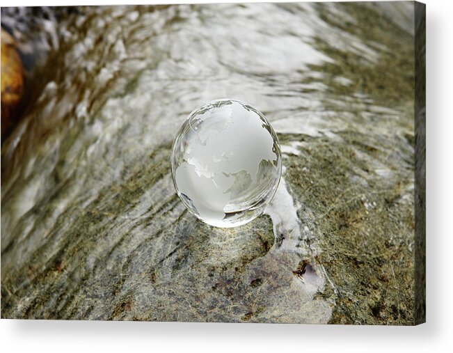 Environmental Conservation Acrylic Print featuring the photograph Glass Globe On The Water Stream by Sot