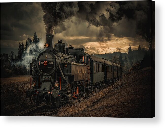 Creative Edit Acrylic Print featuring the photograph Gold Digger Train by Hubert Bichler