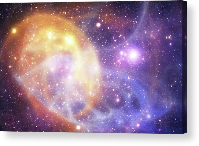 Black Color Acrylic Print featuring the photograph Gold Space Galaxy by Sololos