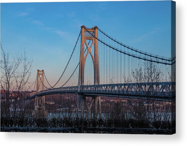 Hudson River Acrylic Print featuring the photograph Golden Hour at Mid-Hudson Bridge by Jeff Severson