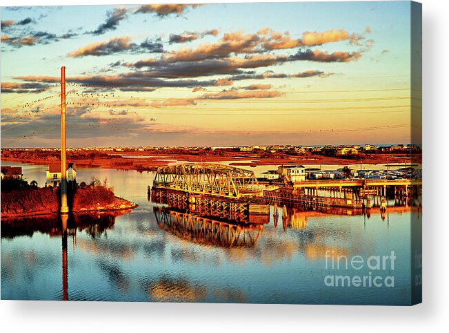 Sunset Acrylic Print featuring the photograph Golden hour bridge by DJA Images