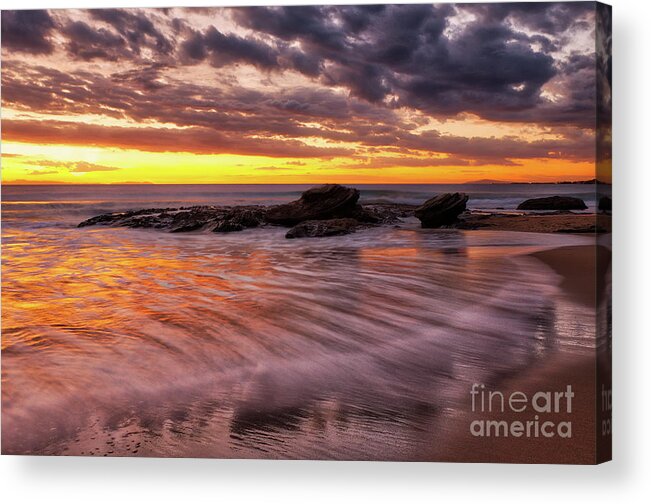 Golden Acrylic Print featuring the photograph Golden Reflections by Eddie Yerkish