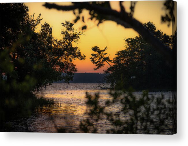 Lost Acrylic Print featuring the photograph Golden Sky On Lost Lake by Owen Weber